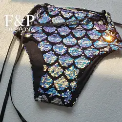 Holographic Rave Laced Up Pole Dance Shorts Burning Man Festival Sequin Bottom Carnival Mermaid Costume Gogo Wear Clothing