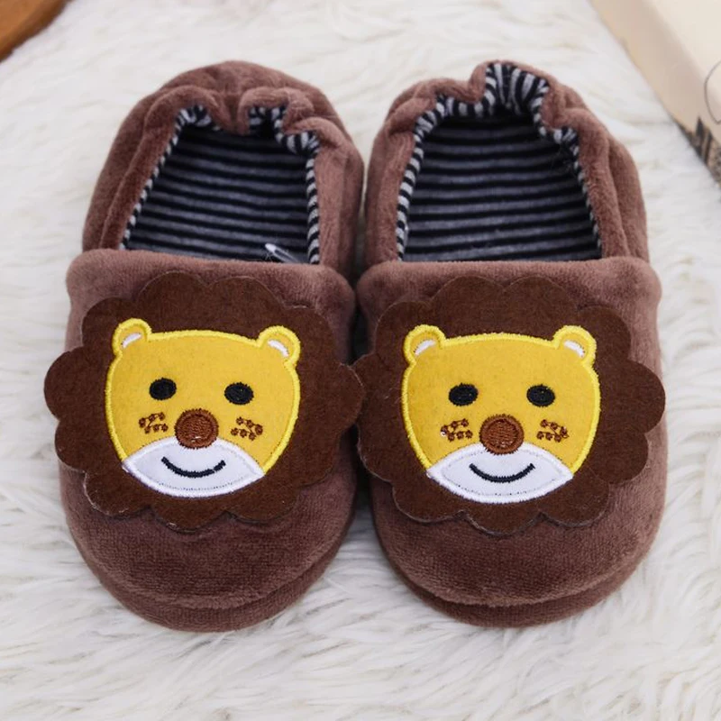 Fashion Toddler Boy Slippers Cartoon Lion Child Autumn Winter Shoes Baby Item Soft Rubber Sole Slip-on Kid House Indoor Footwear