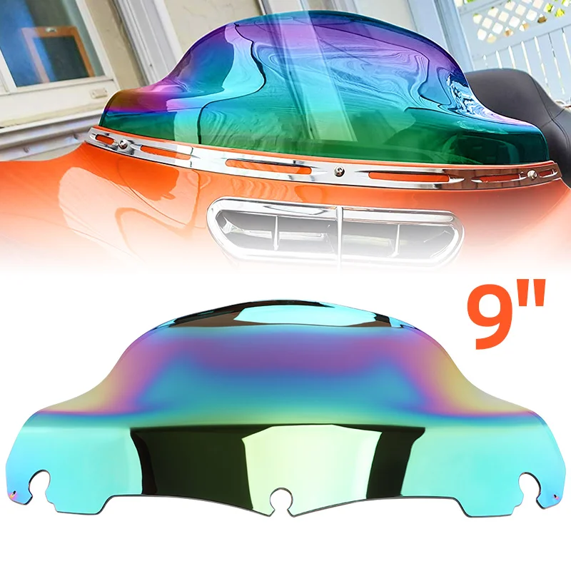 

9" Motorcycle Windshield Upper Fairing Windscreen Wind Deflector For Harley Touring Street Electra Glide Ultra Limited 2014-2023