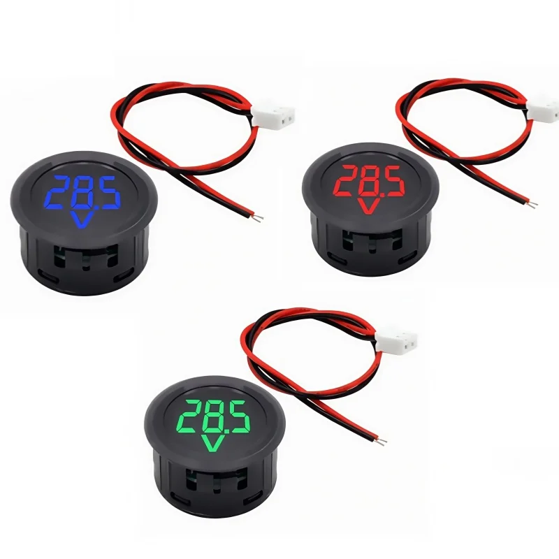 DC 4-100V LED Digital Display Circular Two-wire Voltmeter DC Digital Voltmeter Head Display Reverse Connection Protection