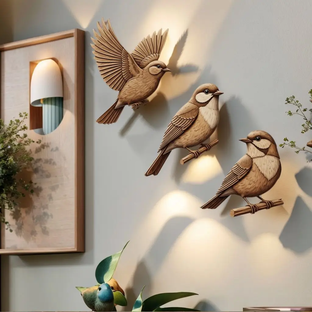 Plane Wooden Bird Wall Decoration Wall Decoration Living Room Bedroom Background Wall Art Pendant Home Decoration Accessories