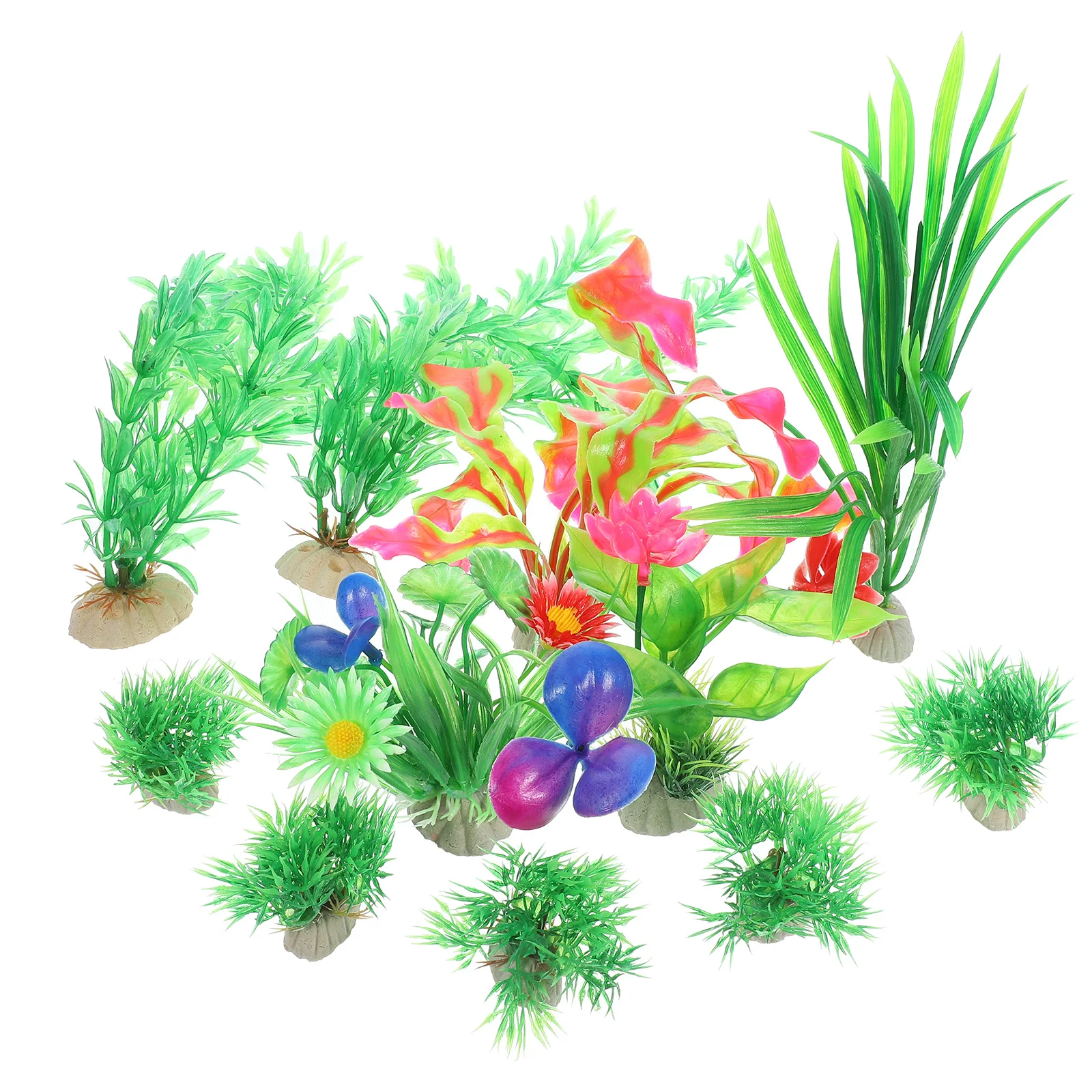 

11Pcs Aquarium Plant Decor Artificial Fish Tank Plants Landscape Fake Grass Decoration Accessories Plants for Terrarium
