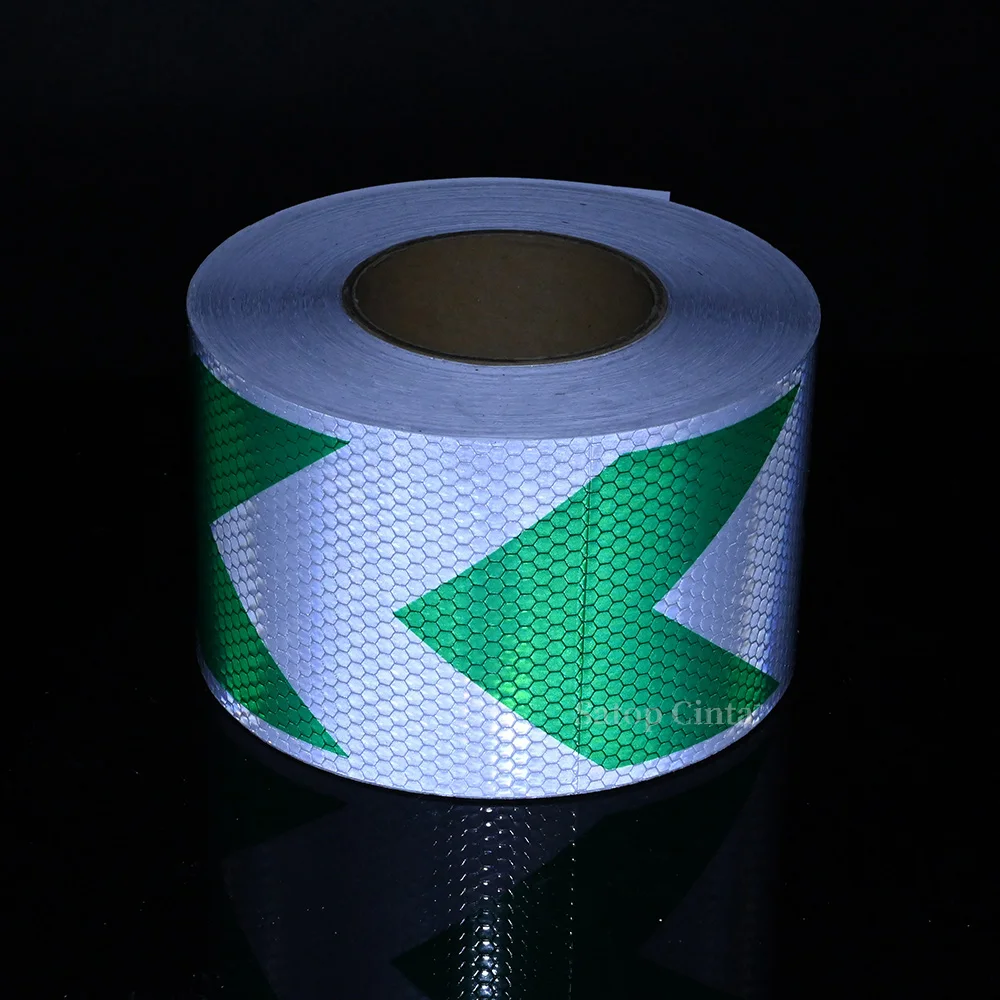 10CM*5M Arrow Car Reflective Stickers White-Green Tapes Waterproof Adhesive Safety Warning Reflectors Strip For Truck Motorcycle