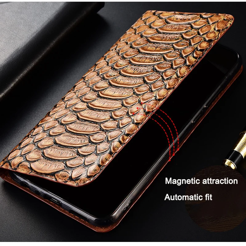 Snakeskin Veins Genuine Leather Case For XiaoMi Mi 12 12T Pro Mi12 Ultra 12X 12s pro Ultra Lite Cowhide Wallet Flip Cover Cases