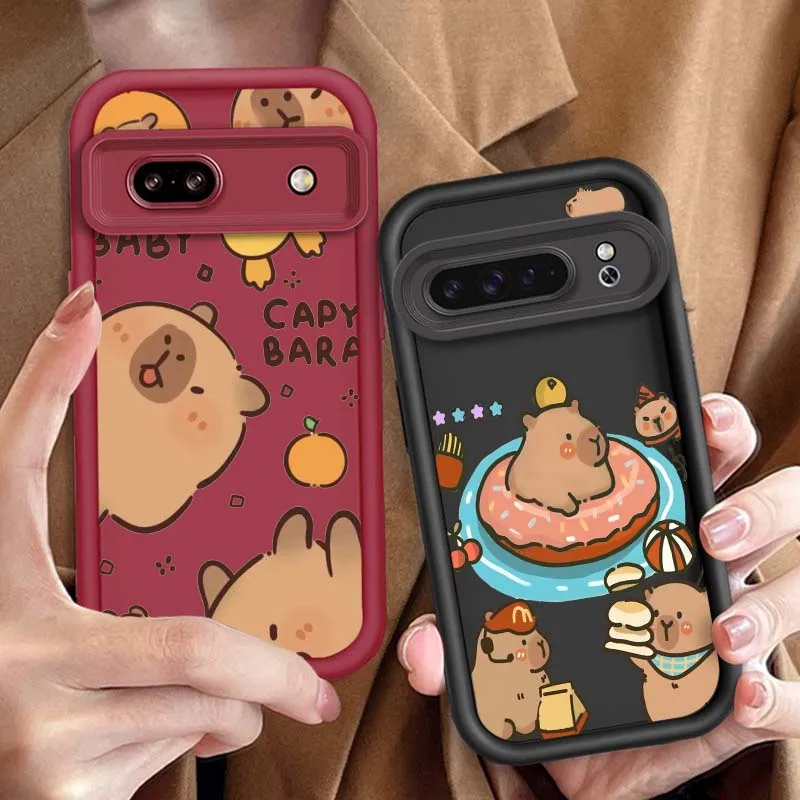 

Capybara cartoon pattern Phone Case For Google Pixel 9 8A 8 7 7A Pro XL 5G Eye Ladder Soft TPU Shockproof Cover