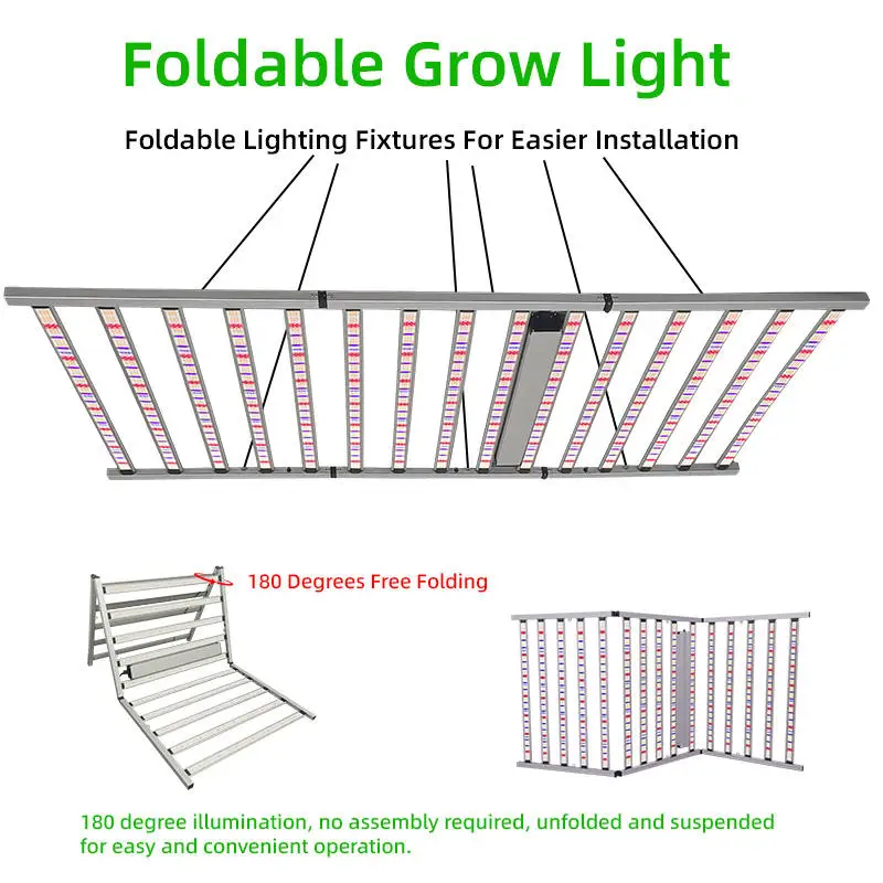 2025 最新の 3 つの折りたたみ式 LED 成長ライト 1200 ワット 1500 ワット LM301H Evo フルスペクトル商業成長ライトバー垂直農業用