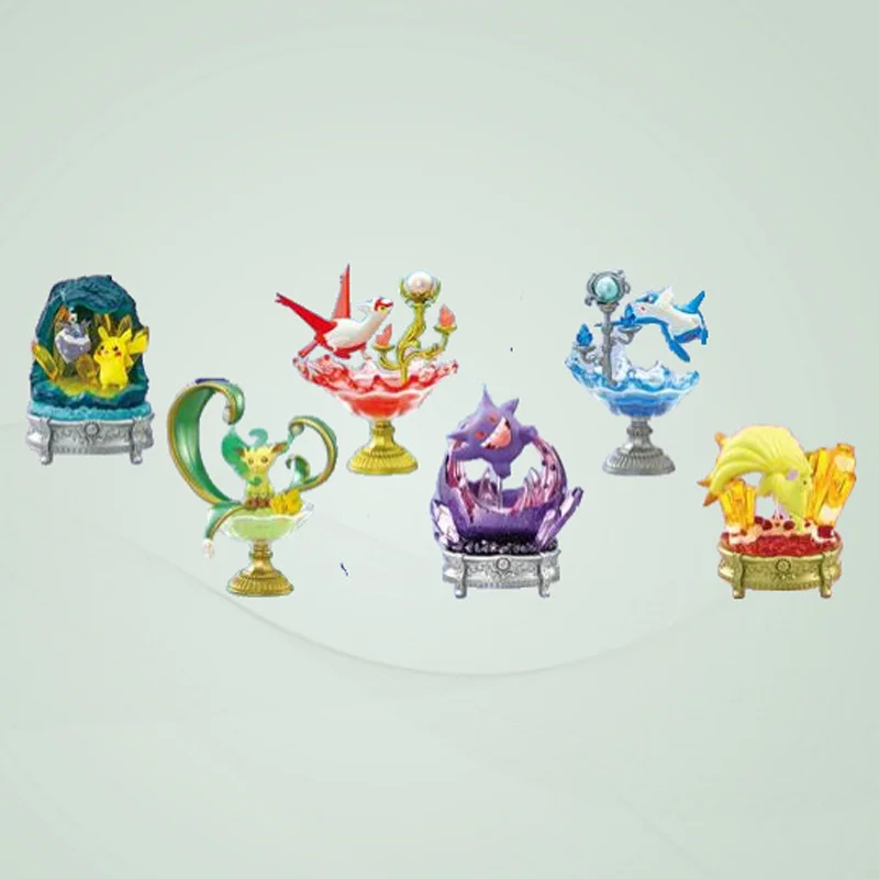 Caja ciega de monstruo de gemas, juego de Mini figuras de Gengar Vulpix Eevee Jigglypuff, juguete de modelos coleccionables de Anime, regalo, 6 uds.