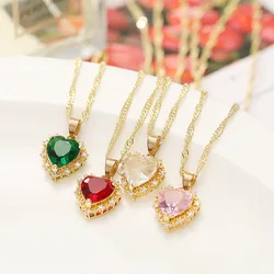 CARLIDANA Lana Del Rey Necklace Exquisite Princess Assortment Ruby Crystal Heart Necklace Choker for Ladies Jewelry Daughter Mom
