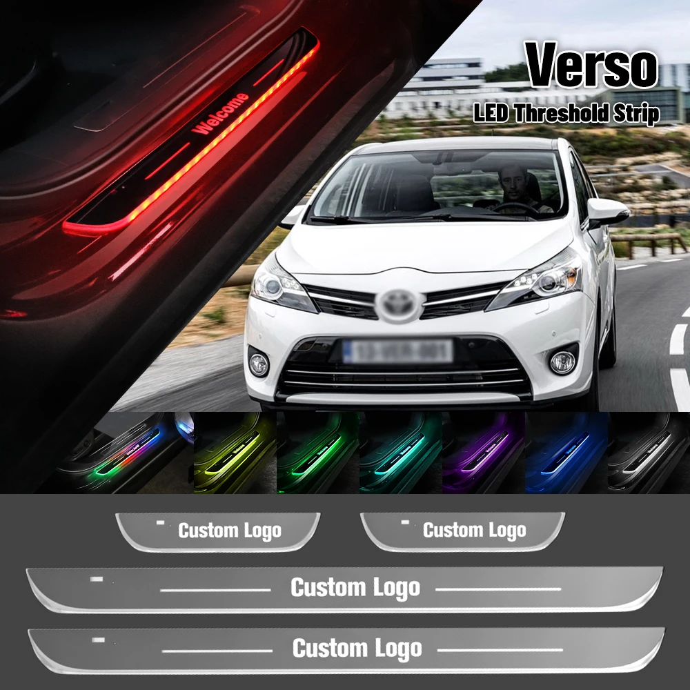 For Toyota Verso 2009-2019 Car Door Sill Light Customized Logo LED 2013 2016 2017 2018 Welcome Threshold Pedal Lamp Accessories