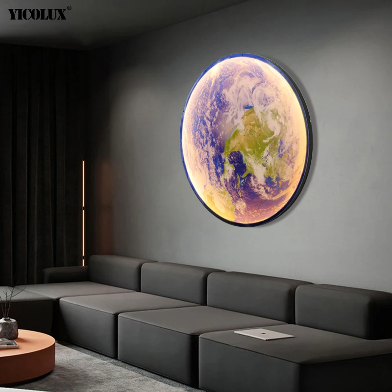 Lámparas de pared LED modernas con diseño de Luna, iluminación de luces de la Villa, atenuación remota, para estudio, sala de estar, dormitorio,