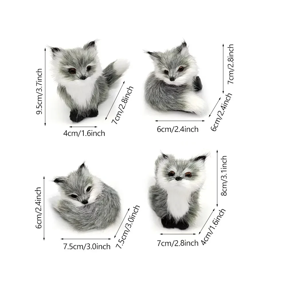 صغيرة أفخم محاكاة الثعلب القرفصاء الثعلب نموذج ديكور المنزل الحرف ثابت محشوة أفخم الثعلب دمية الحيوان تمثال هدايا الحفلات #6