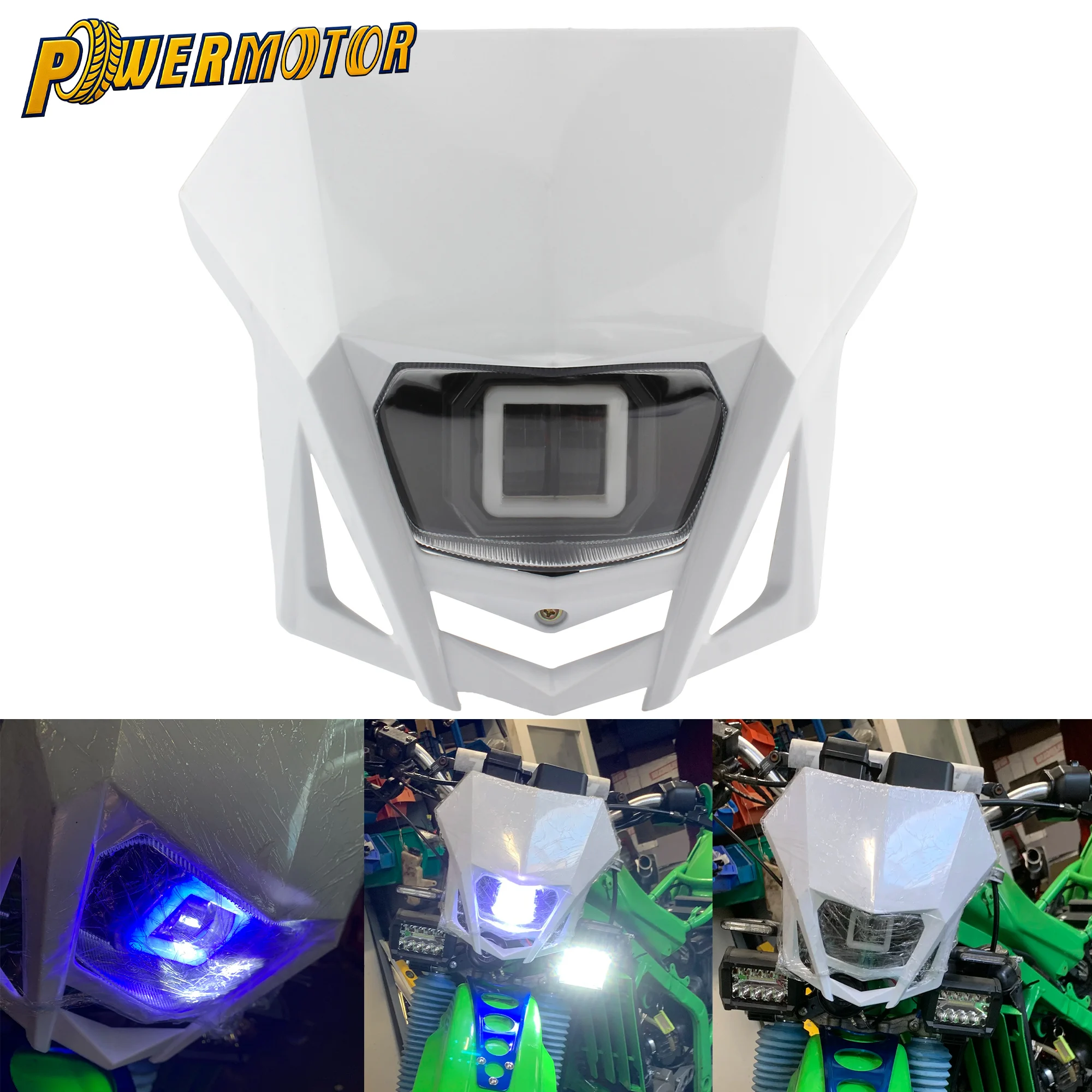 

Motocross Motorcycle Headlight Accessories LED High Low Beam Blue DRL Headlamp For Kawasaki Honda Yamaha KLX CRF WR YZ 250 450