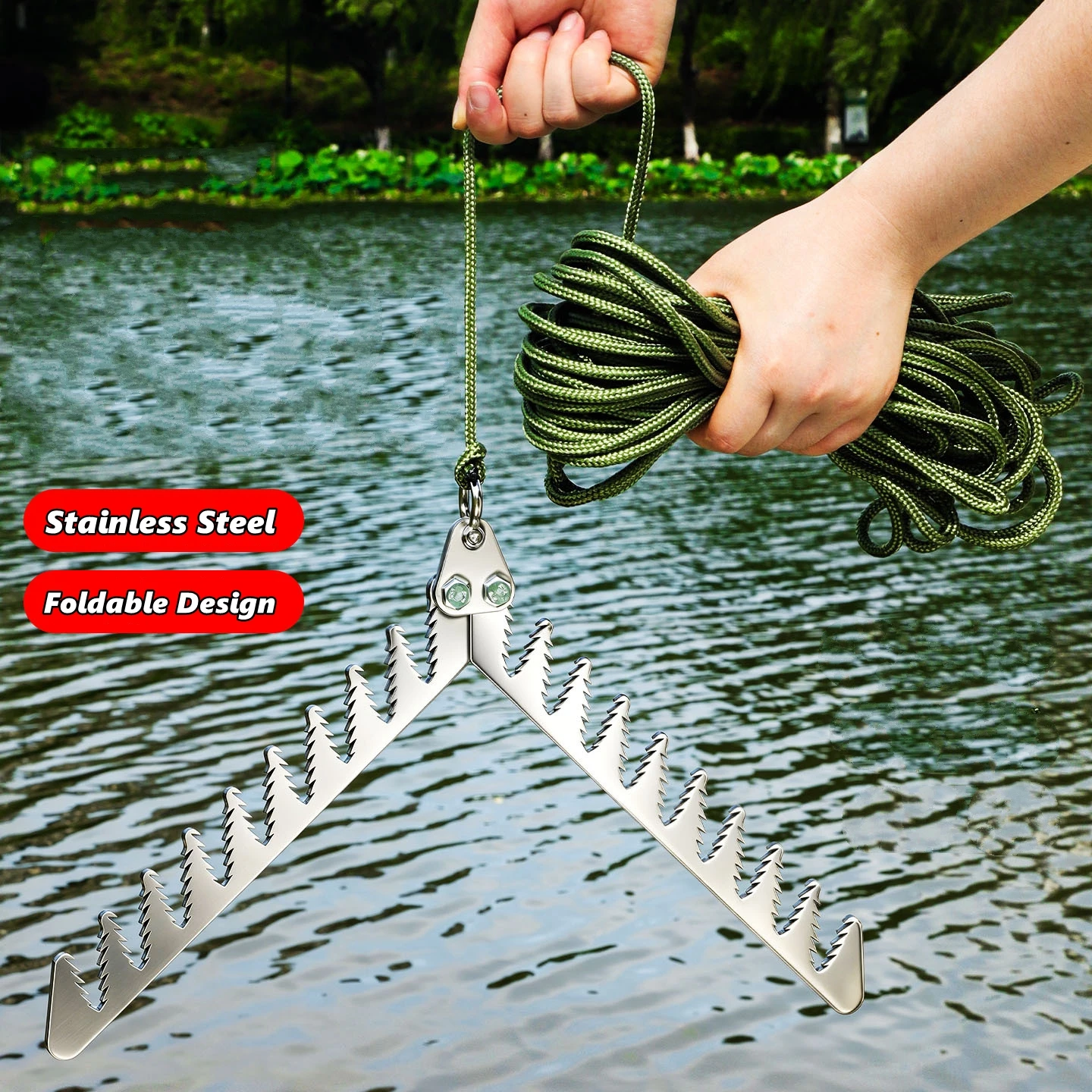 Foldable Aquatic Plants Grass Cutter Weeder With 20m Rope Water Weeds Remover For Lake Pond Pool Boat Canoe Fishing