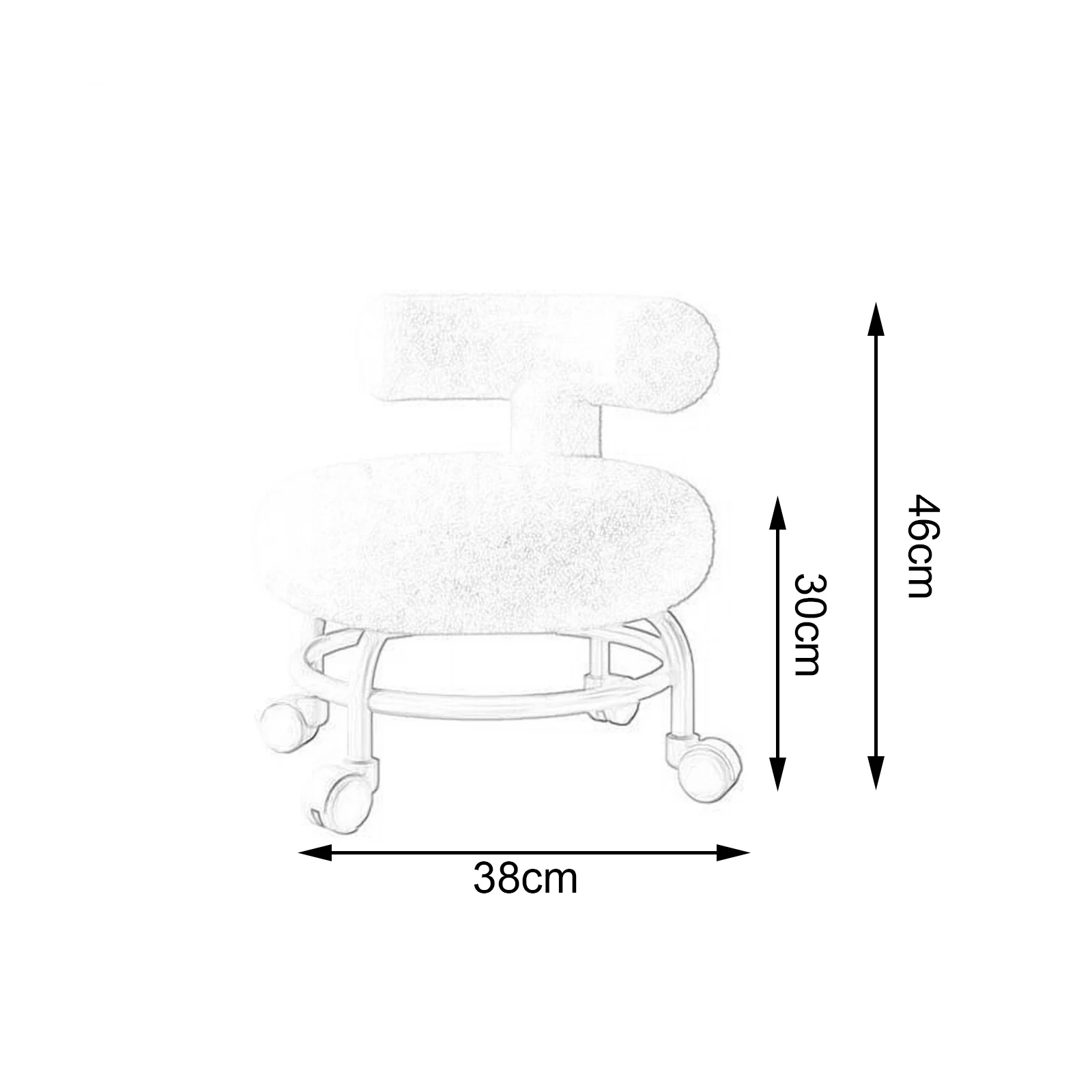 Rolling Stool com encosto, Stepstool, Heavy Duty, estável, baixo, redondo, rodas para porta, sala de jogos, resistente, cabeceira