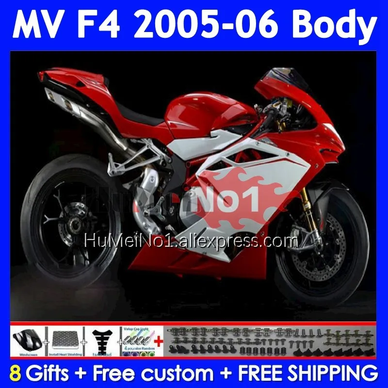 Body For Agusta MV F4 R312 750S 1000 R 750 1000CC 310No.13 1000R White red 312 1078 1+1 MA MV F4 2005 2006 05 06 Fairing Kit