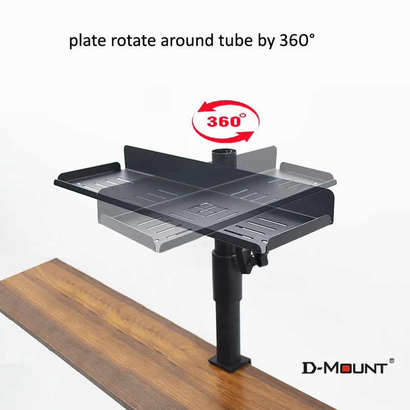 D-MOUNT M1-T2013 Storage Shelf on Desk Clamp Small Speaker Stand Audio Mount Rack Metal Height Adjust 360 Rotate view 3