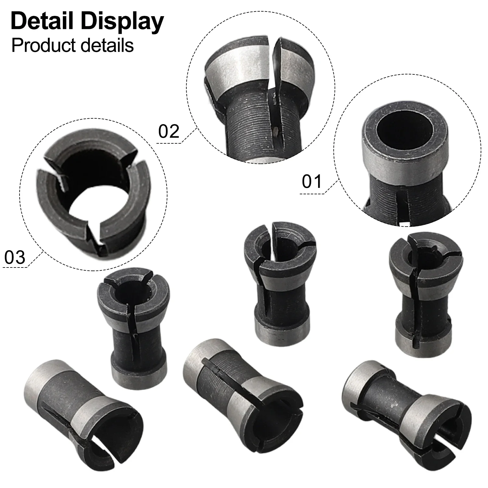 Collet Adapter Carbon Steel Collet Chuck Engraving Set With Tight And Stable Clamping And 3 Different Inner Diameters