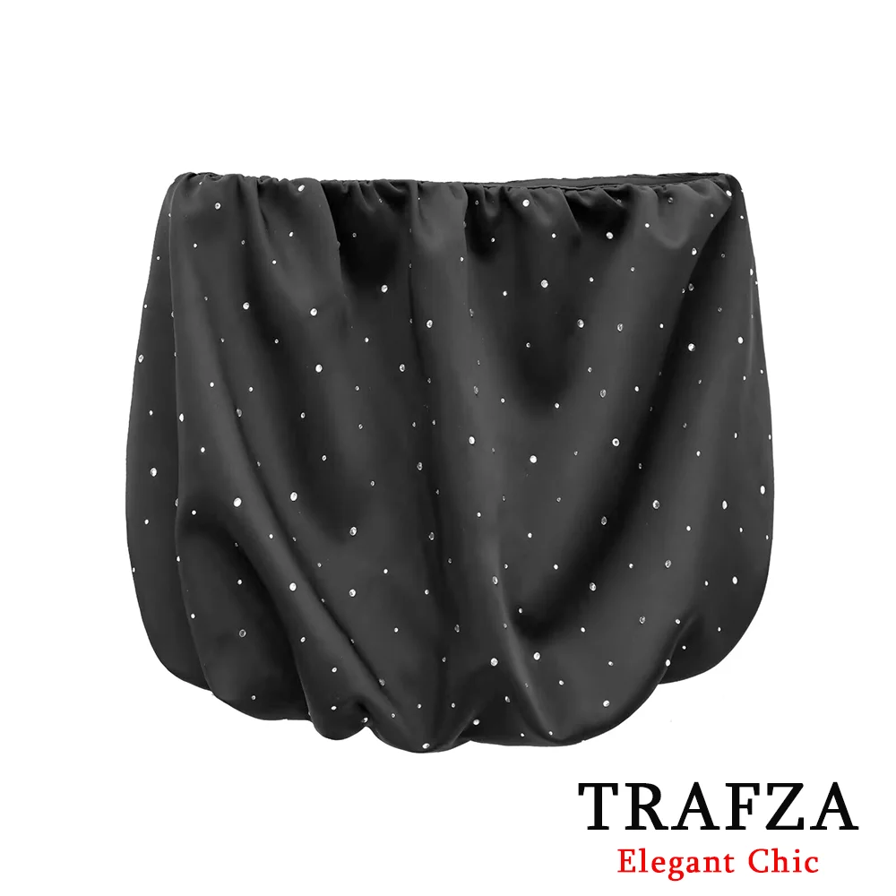 

TRAFZA Women's Sexy Balloon Rhinestones Tube Top Gorgeous Top 2024 Fall and Winter New Fashion Glamorous Christmas Dinner Top
