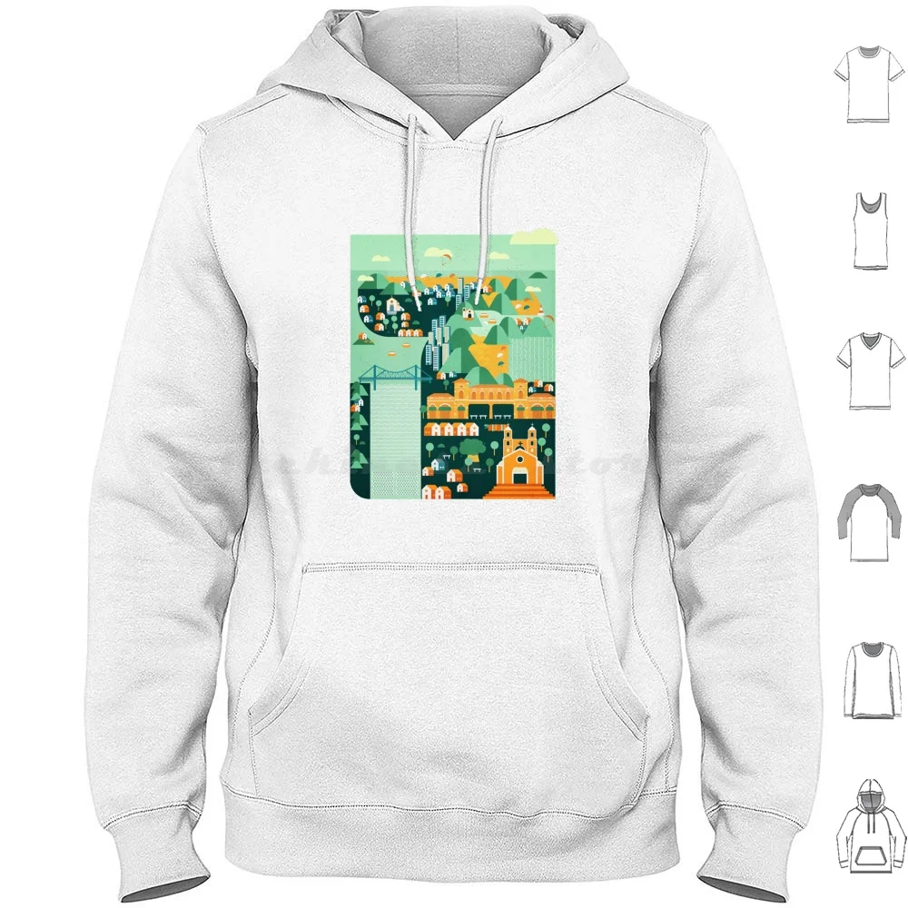 Floripa Brazil Hoodie Cotton Long Sleeve Brazil Floripa Florianópolis Illustra ? ? O Beach Folklore Island Bridge