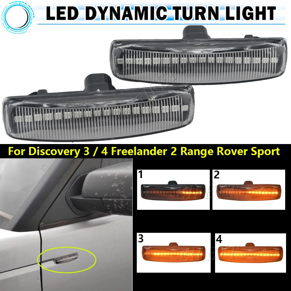 

1Pair Repeater LED Dynamic Indicator Turn Signal Side Marker Light For Land Rover Range Rover Sport Discovery 3 4 Freelander 2