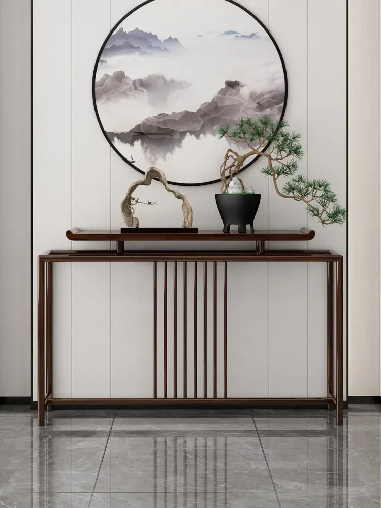 DSA new Chinese-style solid wood entry foyer against the wall ebony ultra-narrow entrance table