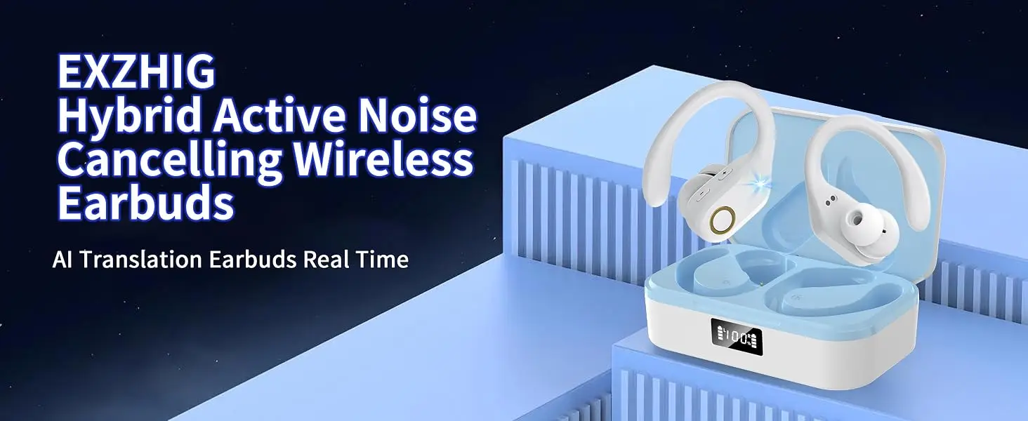 Hybrid Active Noise Cancelling translator earbuds real time