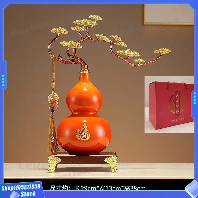 New Chinese Style Ceramic Gourd Ornament Auspicious Cloud Design High End Home Decor for Living Room TV Cabinet Bogu Rack