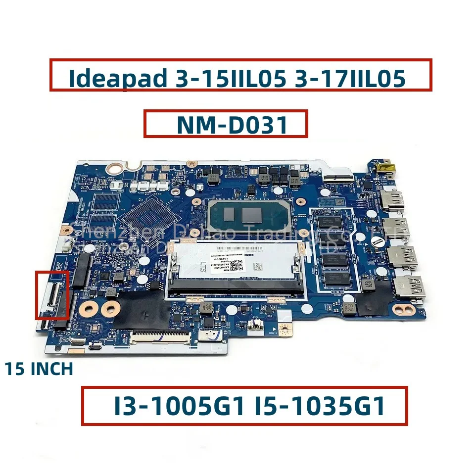 NM-D031 Pour Lenovo d'urgence apad 3-15IIL05 3-17IIL05 Ordinateur Portable Carte Mère Avec I3-1005G1 I5-1035G1 CPU 4GB-RAM 5B20S44250 5B20S44248