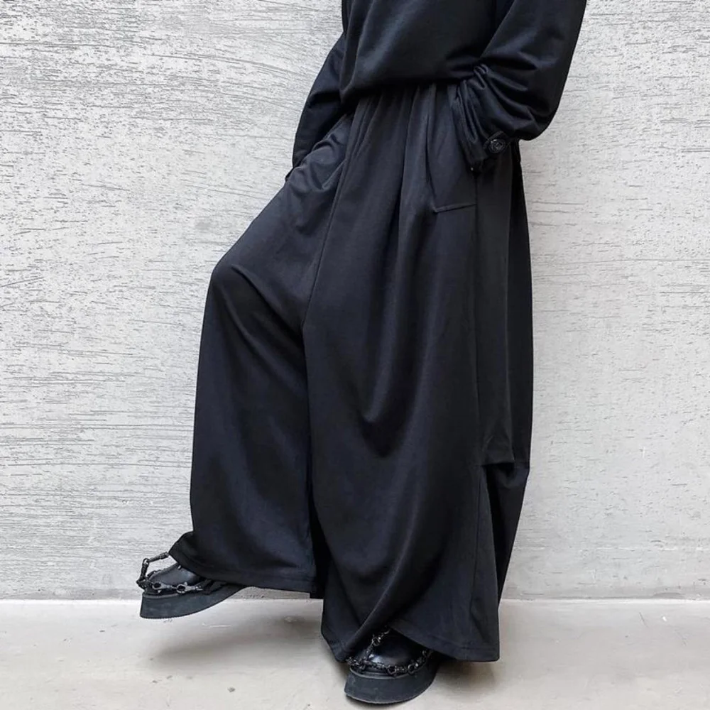 2025 Summer New Men's Solid Color Skirt Pants Korean Style Fashion Casual Trend Simple Breathable Loose Oversize Men's Bottoms
