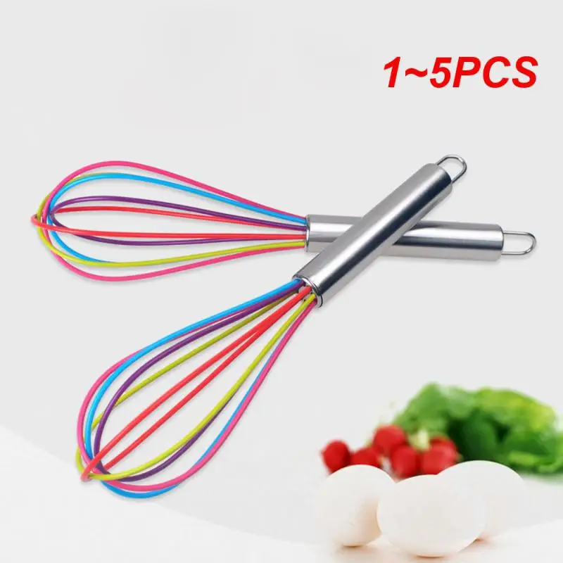 1~5PCS Egg Whisk Versatile Easy To Clean Flexible High-demand Non-stick Best-selling Long Handle Whisk For Cooking