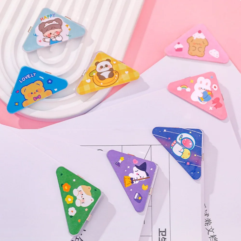 5pcs Bookmark Cartoon Triangle Paper Clips Desk Organizer Convenient Kawaii Triangle Page Holder Photo Clamp Cartoon