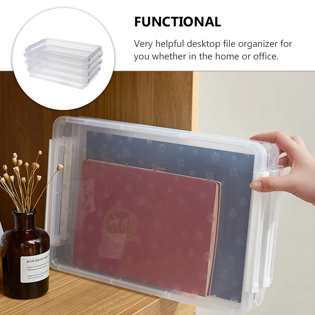 Transparent Storage Box Clear Plastic Document Organizer File Paper Certificate Multilayers File Storage Container Desktop