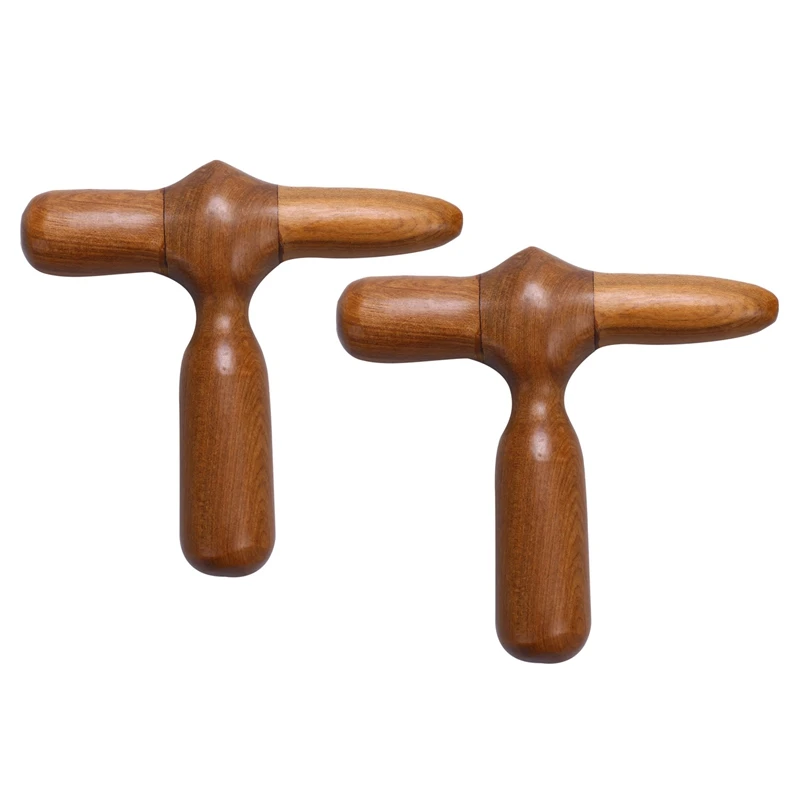 2Pcs Acupuncture Acupoint Stick Cross Hammer Wood Hand Foot Leg Massager Health Beauty Tools