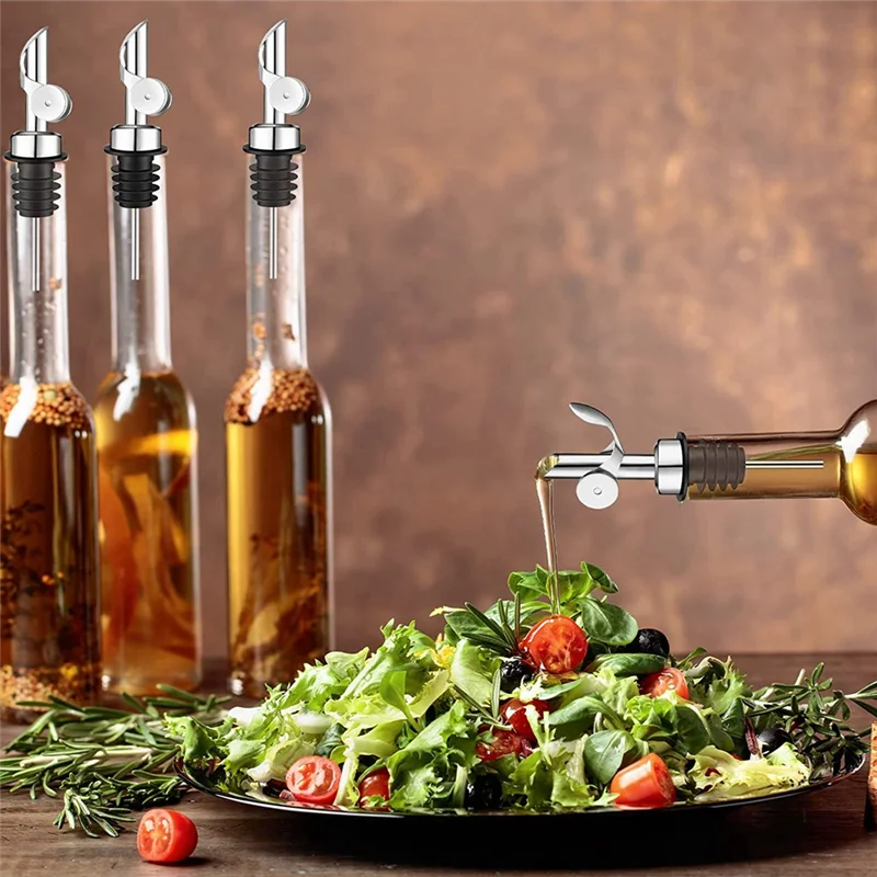 Weighted Stainless Steel Pourers Olive Oil Dispenser Spout Liquor Bottles Pourers Auto Flip Oil Dispenser (Silver,12Pcs)