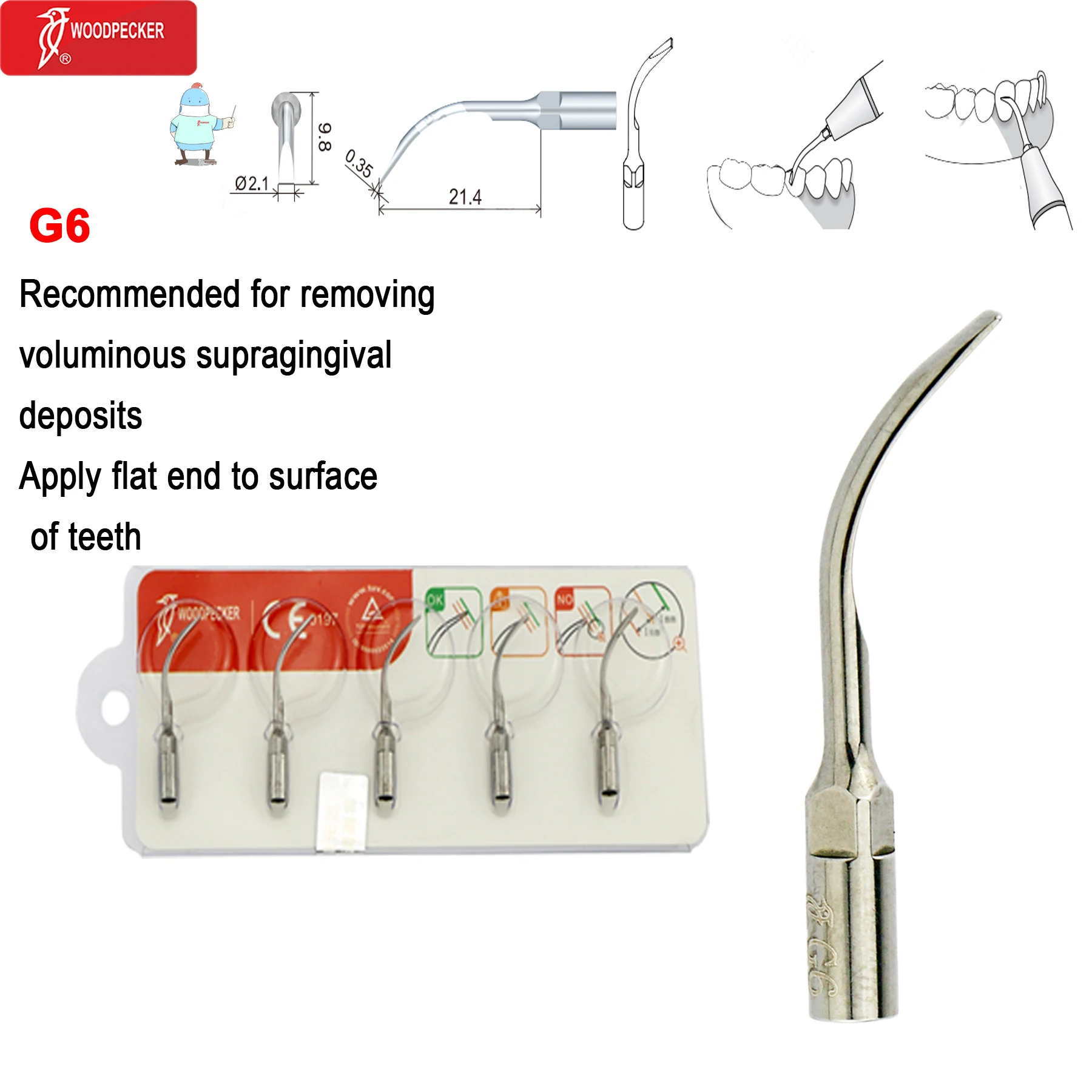 Original Woodpecker Dental Scaler Tips Ultrasonic Scaling Tip G1 G2 G3 G4 G5 G6 G7 G8 Fit For EMS UDS image 3
