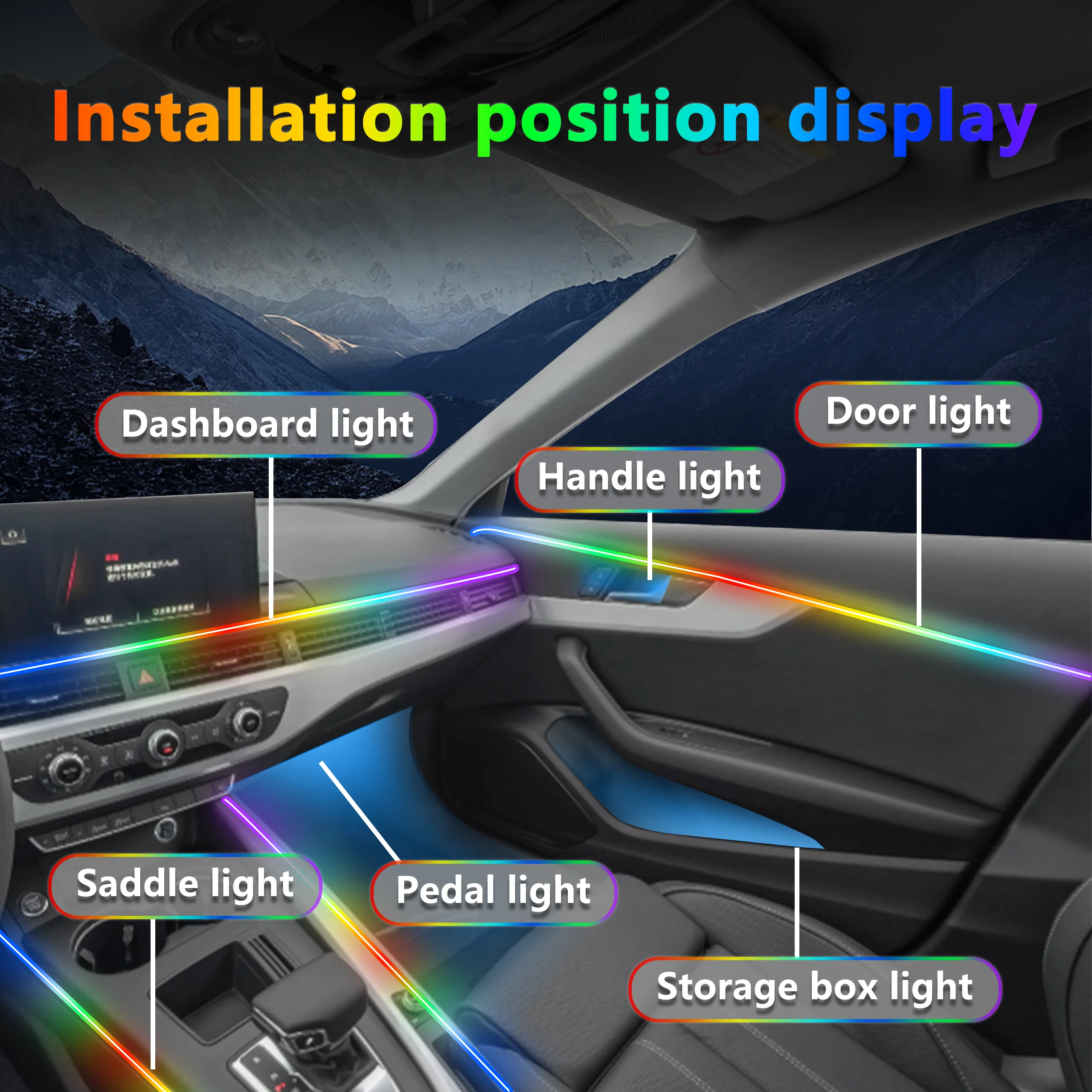 لسيارات BMW 3ser G28 تصميم شبح حي أكريليك إضاءة داخلية محيطة للسيارة RGB حساسة للصوت تعمل بالطبيق الباستيل توهج LED