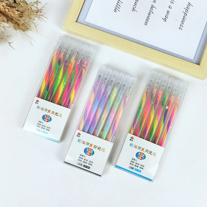 Rainbow Multicolor Gel Pens, 6 Pcs,1.2mm Medium Point Smooth Writing Pens, for Class Notes,Artist ,Journaling Note Taking