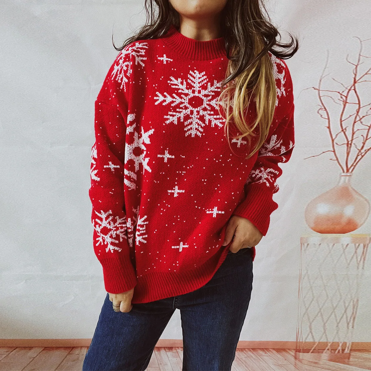 New 2025 Roupas De Inverno Feminina Mulher Ropas De Mujeres Christmas Fashion Print Themed Night Date Knitted Versatile Sweater