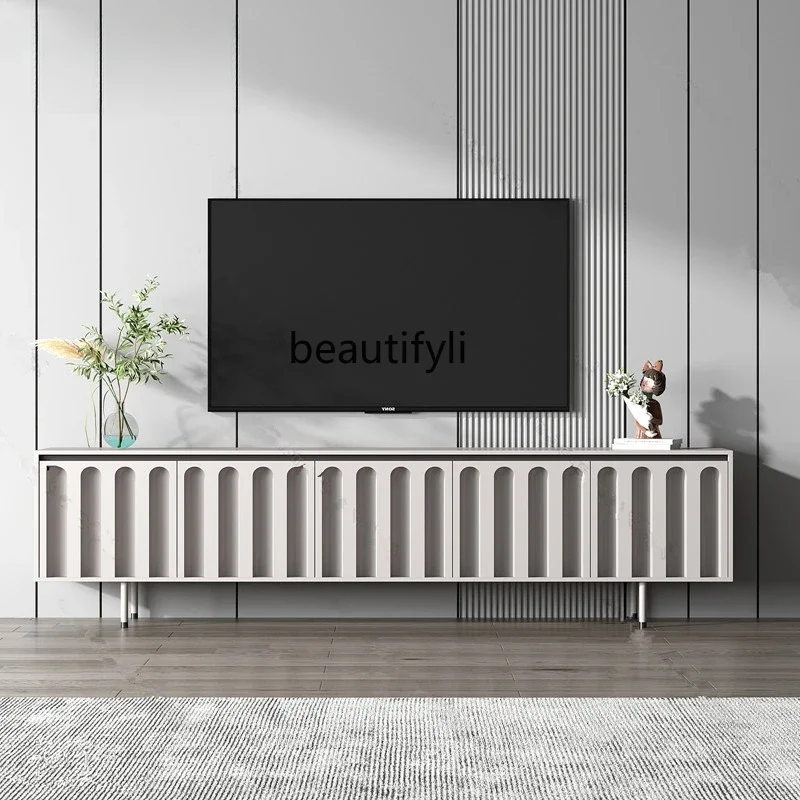 

French TV Cabinet Light Luxury and Simplicity Floor Cabinet Nordic Villa Model House Locker Silent Style