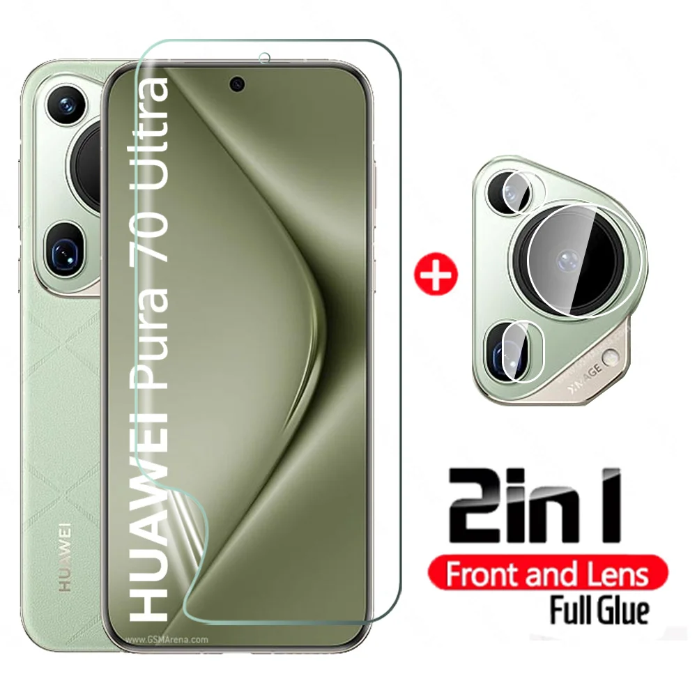 2in1 Full Glue Hydrogel Film For Huawei Pura 70 Ultra Screen Protector Pura70 Pro+ P70 Pro Plus 70Ultra 70Pro 2024 HD Lens Glass