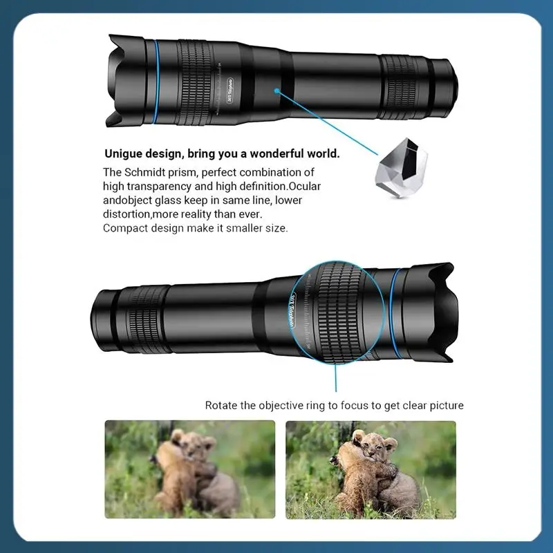 

Y22A-External Telephoto Phone Camera Lens Mobilephone Lens 36X Optical Magnification With Tripod And Phone Clip