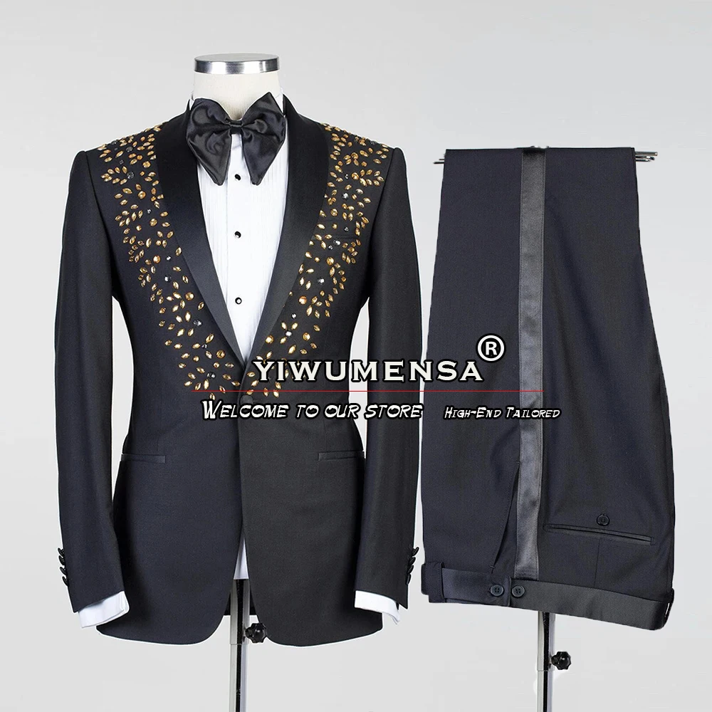 

Luxury Groom Wedding Suit Formal Party Men Tuxedo Tailore-Made Single Breasted Coat Pants Design Latest 2 Pieces Male Clothing