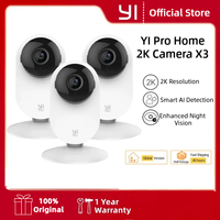 YI Pro 3pc Kits 2K Home Camera Wi-Fi IP Security Surveillance Smart System with Night Vision Baby Monitor on iOS, Android App