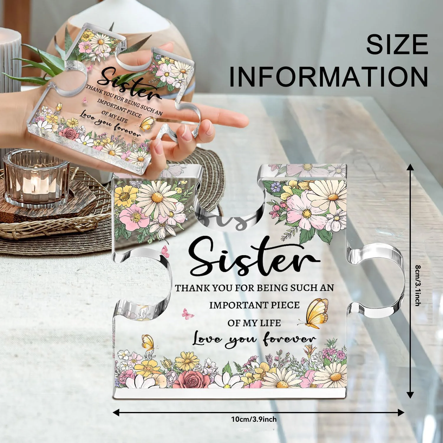 هدايا الأخت من الأخت الأخ 3.9 بوصة لوحة الأخت هدية عيد الأم للأخت هدايا عيد ميلاد شقيقة عيد الميلاد هدية شقيقة #2