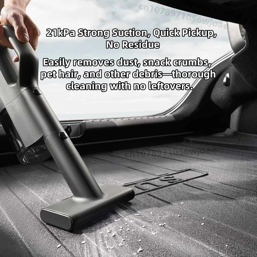 เครื่องดูดฝุ่นในรถยนต์ Mijia, พลังดูด 21kPa, ตัวกรอง HEPA ล้างทำความสะอาดได้, แบตเตอรี่ 2400mAh, ถ้วยเก็บฝุ่น 150 มล., สากลสำหรับรถยนต์และบ้าน