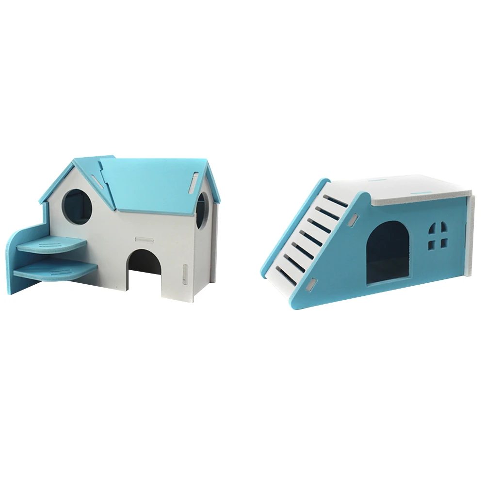 2pc Dual Layer Villa Rat Mouse Small Pet Cage With Bright Color For Hamster Hedgehog Pvc Hamster Hut Small Pet