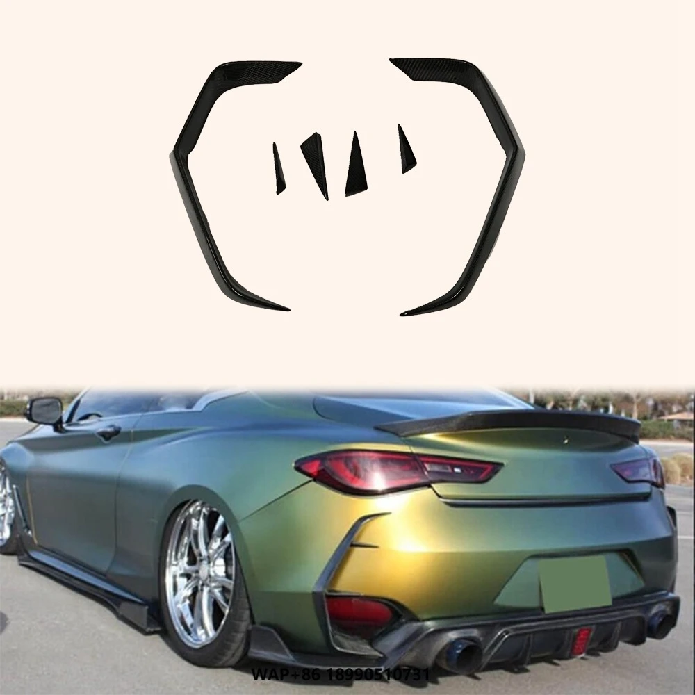 

For Infiniti Q60 Q60S Carbon Fiber Rear Bumper Air Fender Vent Fins Aero Flicks