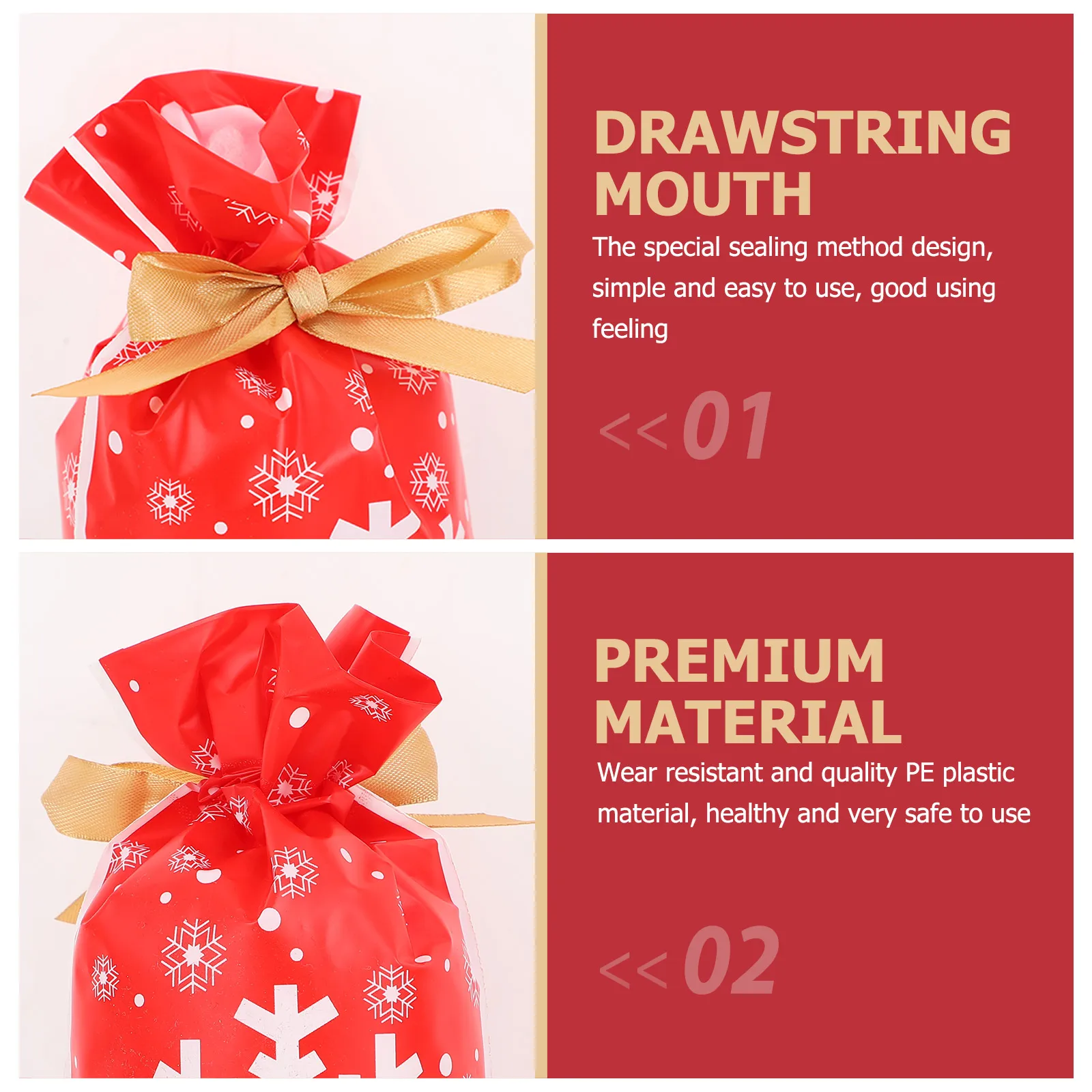 

10Pcs Xmas Ribbon Drawstring Gift Bags Small Christmas Party Candy Packing Sweets Pouches Festival Use Xmas Drawstring Gift Bags