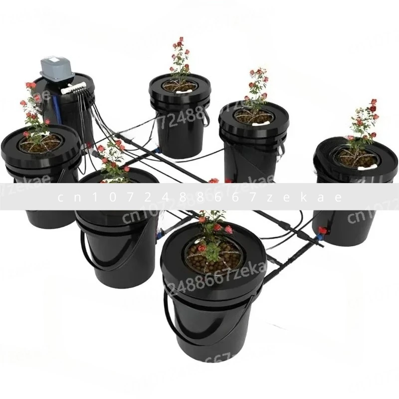 

Комплект системы подачи капельной гидропоники, 6 ведер + резервуар, 5-галонный комплект системы выращивания гидропоники с водяным насосом, воздушным насосом, для RDWC Top