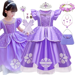 Sofia Cosplay Dress Baby Girl Princess Halloween Birthday Party Ball Gowns Fancy Carnival Purim Purple Sophia Sequin Costume